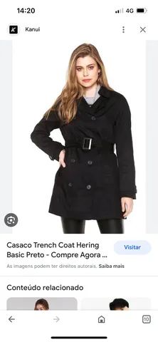 Casaco trench coat hot sale hering basic preto