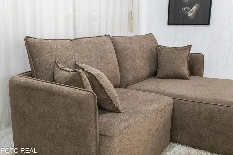Sofá 3 Lug. Com Chaise Búzios Larg. 2.20m Marrom rf43 - Foto 2
