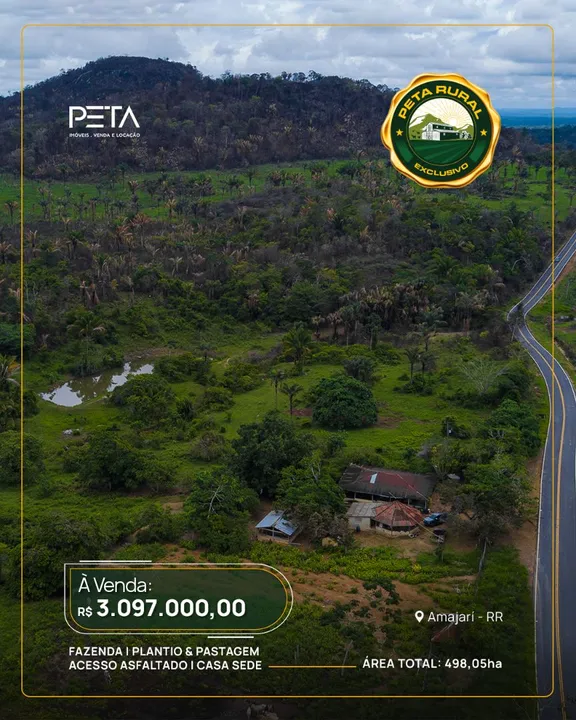 Vende-se Fazenda | Plantio&Pastagem | Amajari - RR