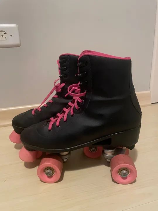Patins Oxer preto e rosa 4 rodas