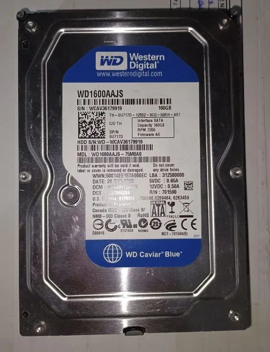 Hd Western Digital 160gb 7200rpm SATA Wd1600aajs
