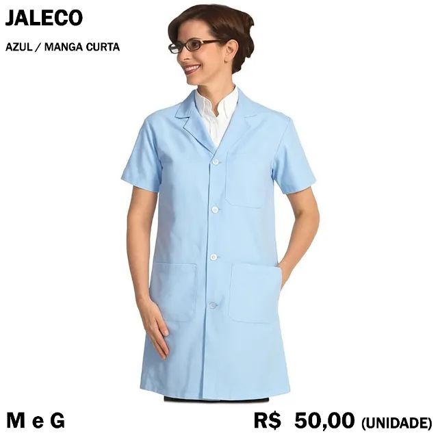 Jaleco Azul com Manga Curta