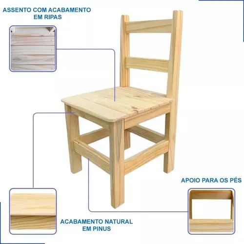 Conjunto Mesa Retangular Com 4 Cadeiras Resistentes Escolar Cor Natural - Foto 4