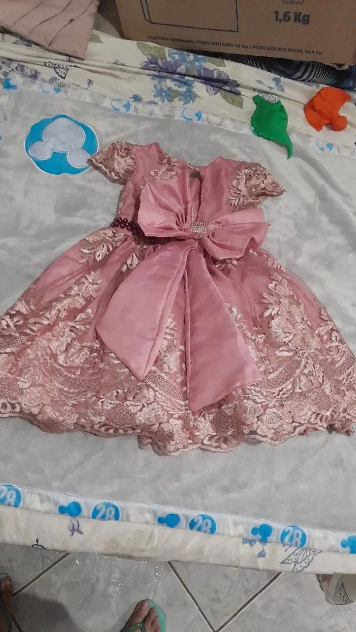 Vestido de renda para menina - Rosa claro - Foto 2