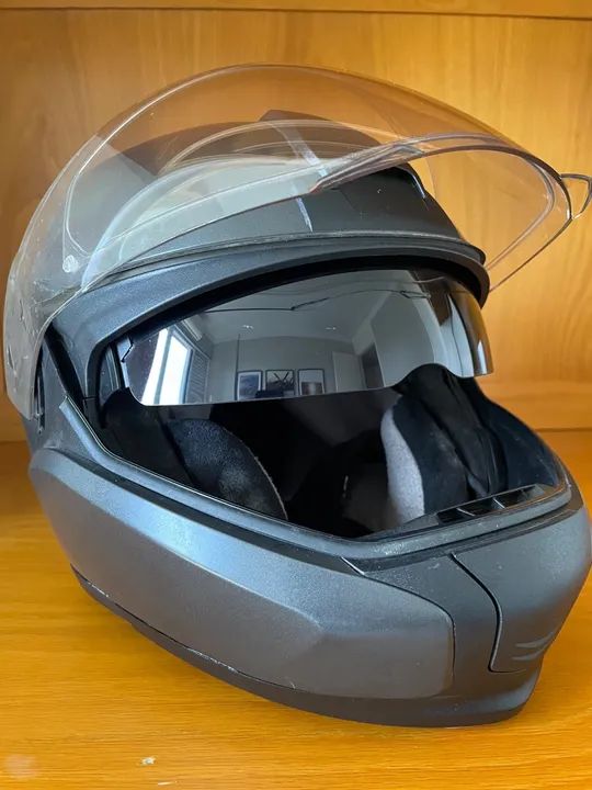 capacete bmw system 6 , escamoteável com intercomunicador, viseira dupla fumê, preto - Foto 6