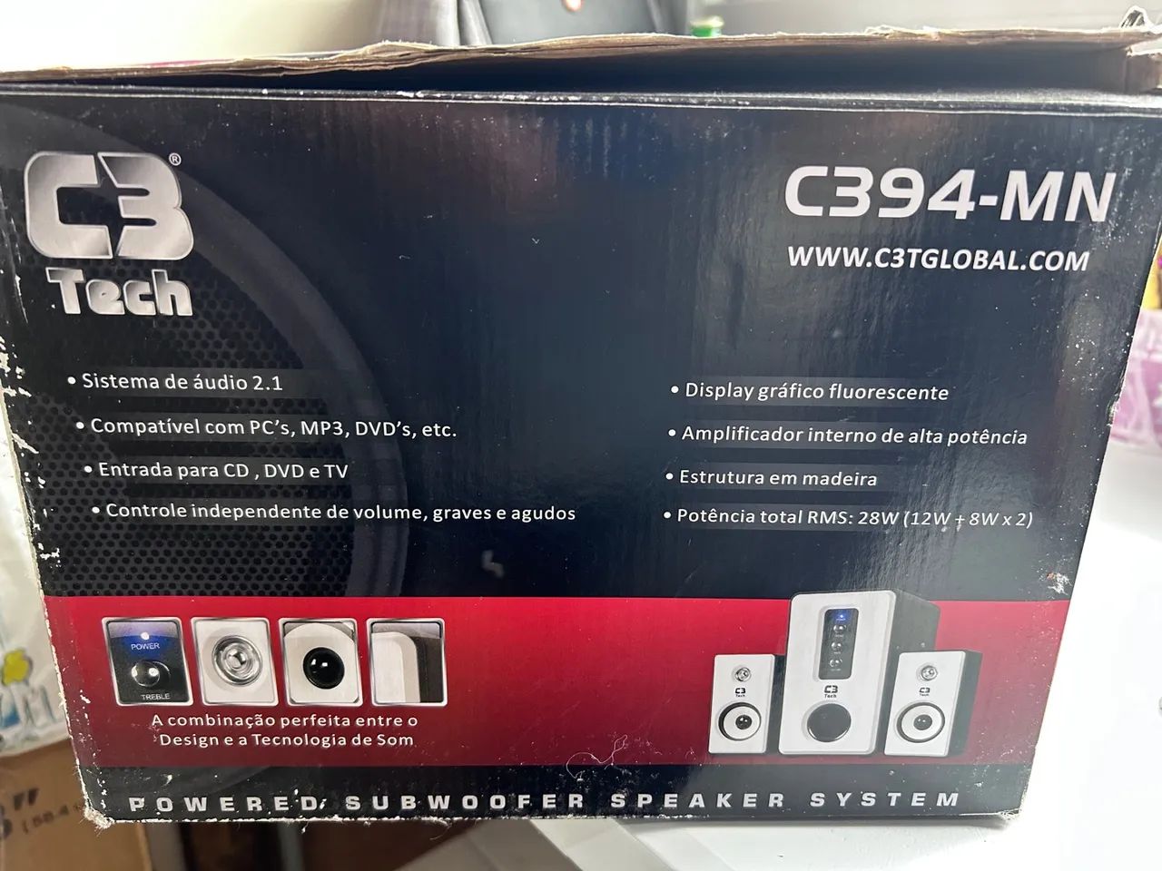 2.1 Subwoofer Speaker System C3 Tech C394-MN 28W RMS Black/White64167707217282121