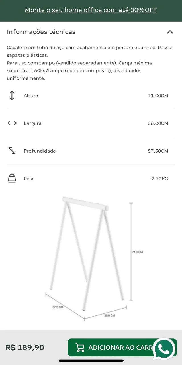 Cavalete em tubo de aço Tok&Stok