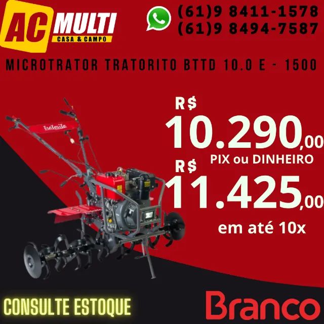 Microtrator MOTOCULTIVADOR BTTD 10 Partida elétrica