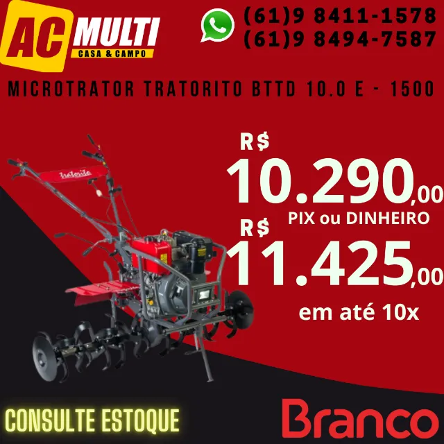Microtrator MOTOCULTIVADOR BTTD 10 Partida elétrica