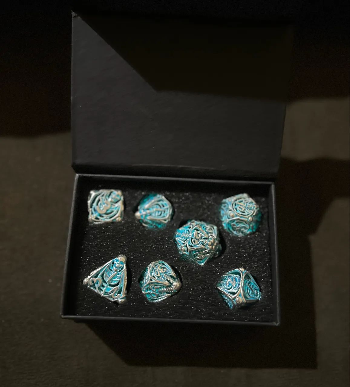 Kit de dados de metal - Fluorescente azul - Foto 2