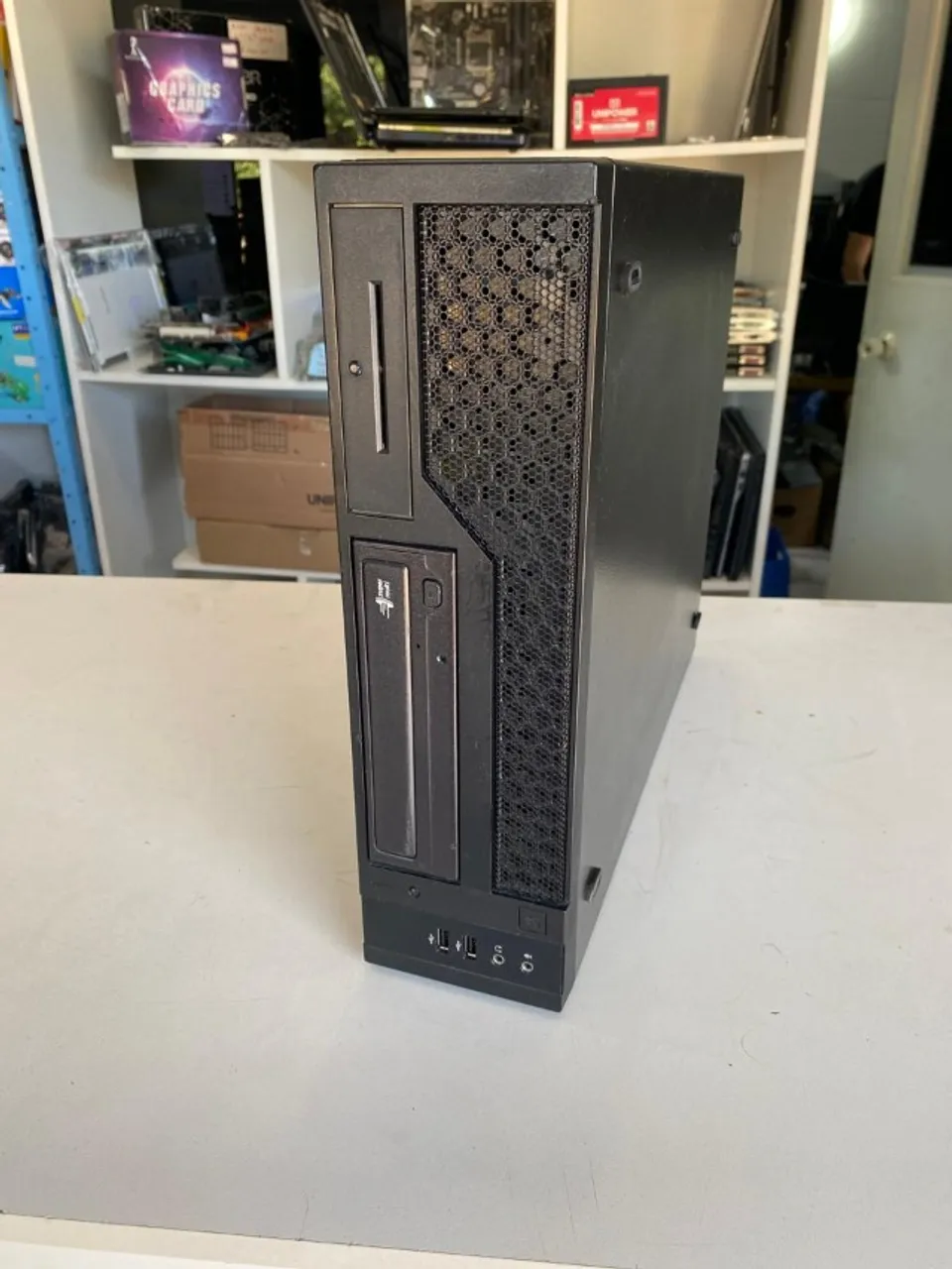 gabinete slin micro atx preto com fonte 300w real 80plus s/novo usb som frontal garantia