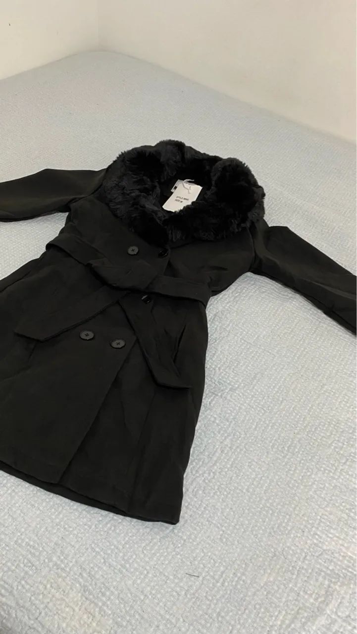 Sobretudo Elegance ? com gola de pelo macia| casaco de frio 