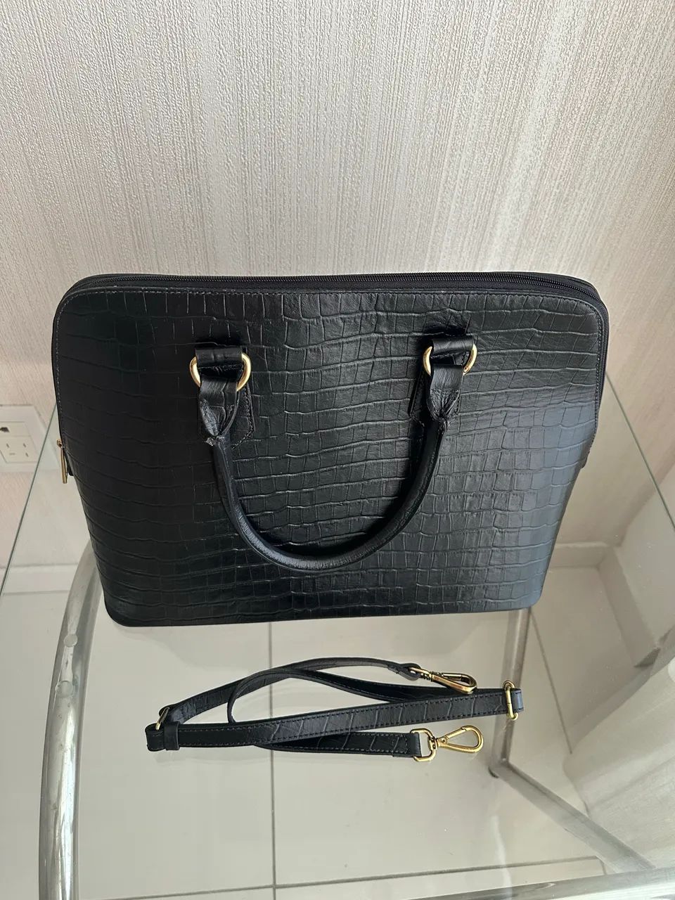 Bolsa couro legítimo tamanho G sem marcas de uso - Foto 4