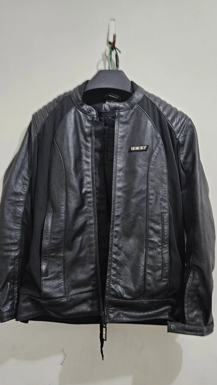 Jaqueta de Couro Masculina Preta texx para motociclista