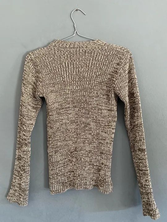 blusa lã marron e cinza  p seminova  - Foto 2