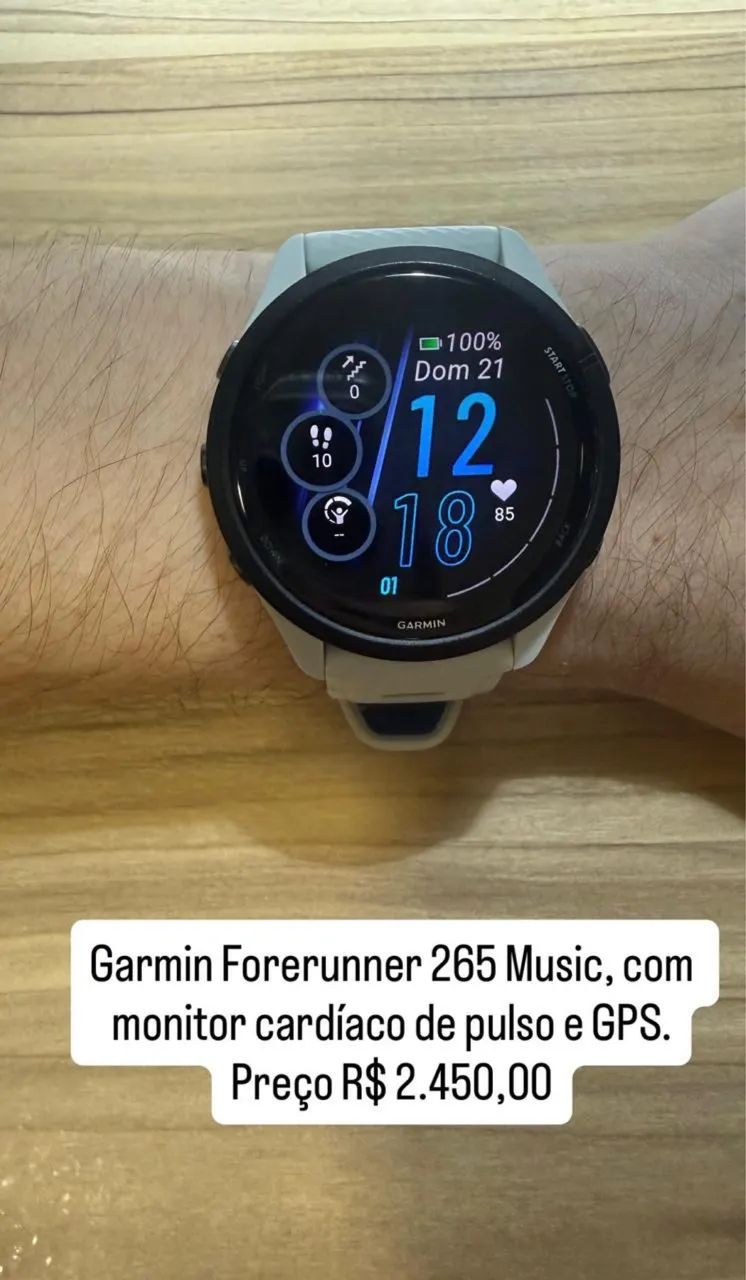 Relógio Monitor Cardíaco Garmin Forerunner 265 Amoled Branco 
