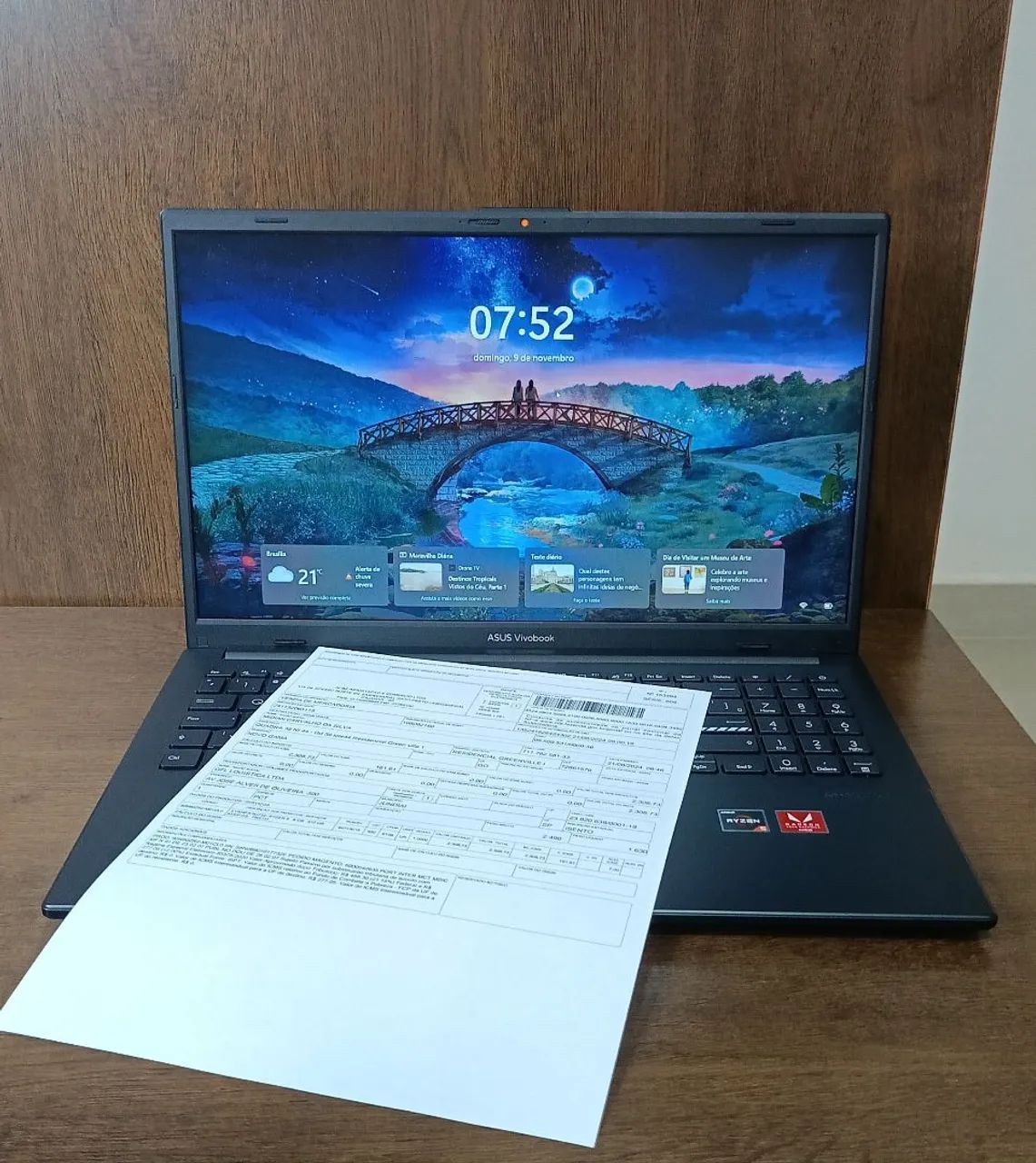 Notebook Asus VivoBook, NF,Ac Cart, Ryzen 5-7520U, 8GB DDR4,SSD Nvme 256GB,Wi-Fi 6,