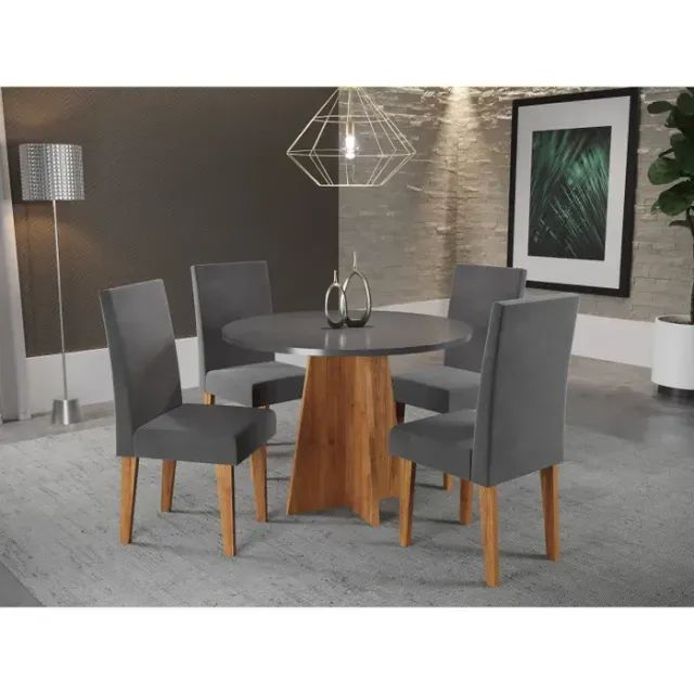 Mesa De Jantar Redonda Com 4 Cadeiras