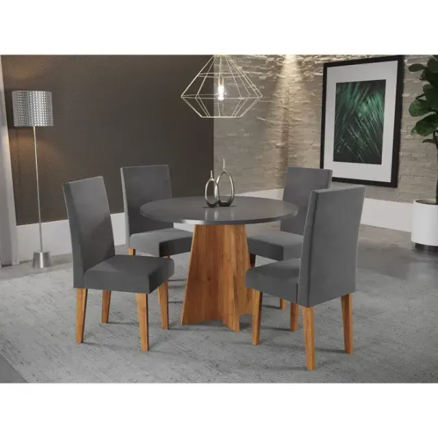 Mesa De Jantar Redonda Com 4 Cadeiras