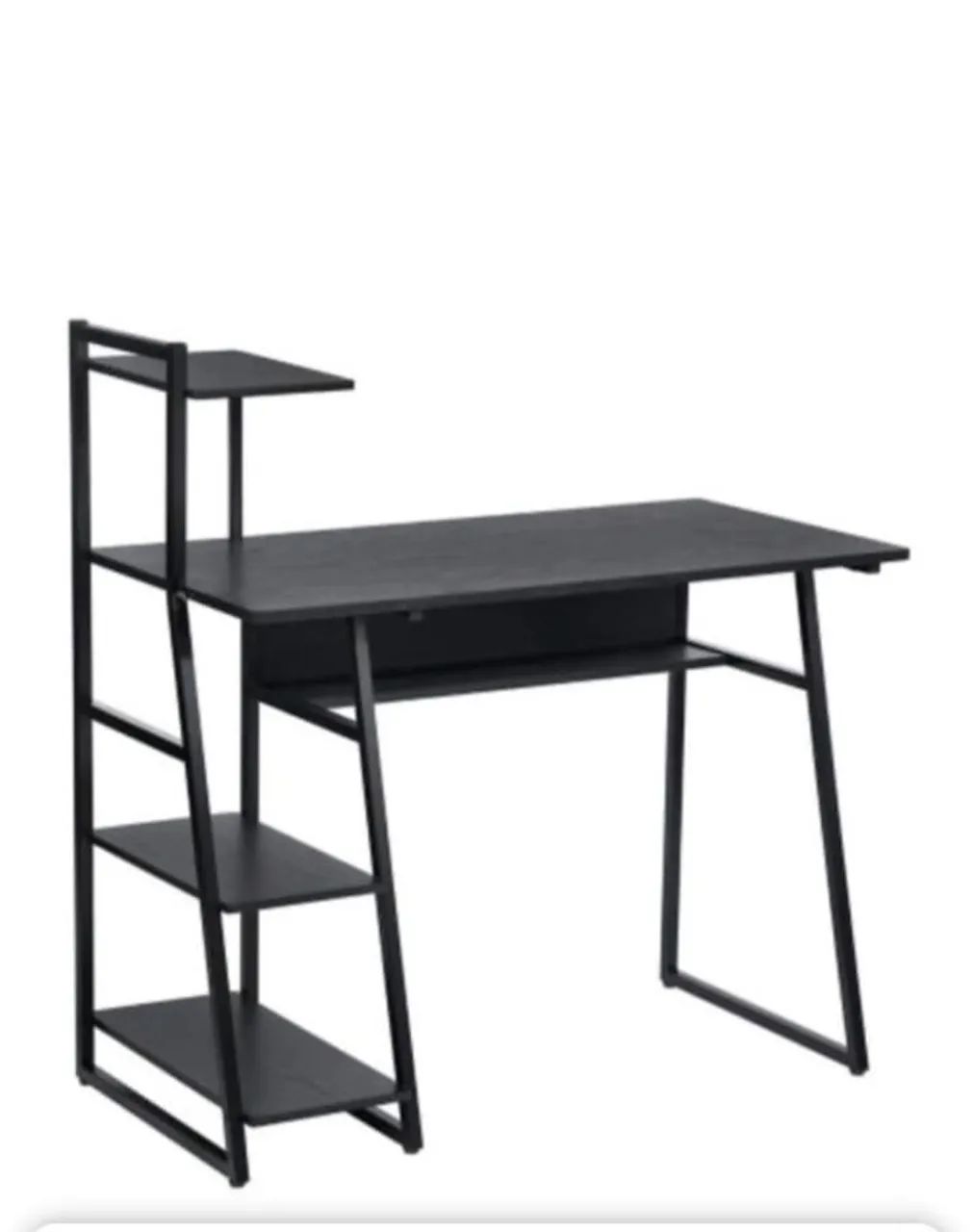 MESA COMPUTADOR EM MADEIRA E METAL PRETA FOSCO NOVA