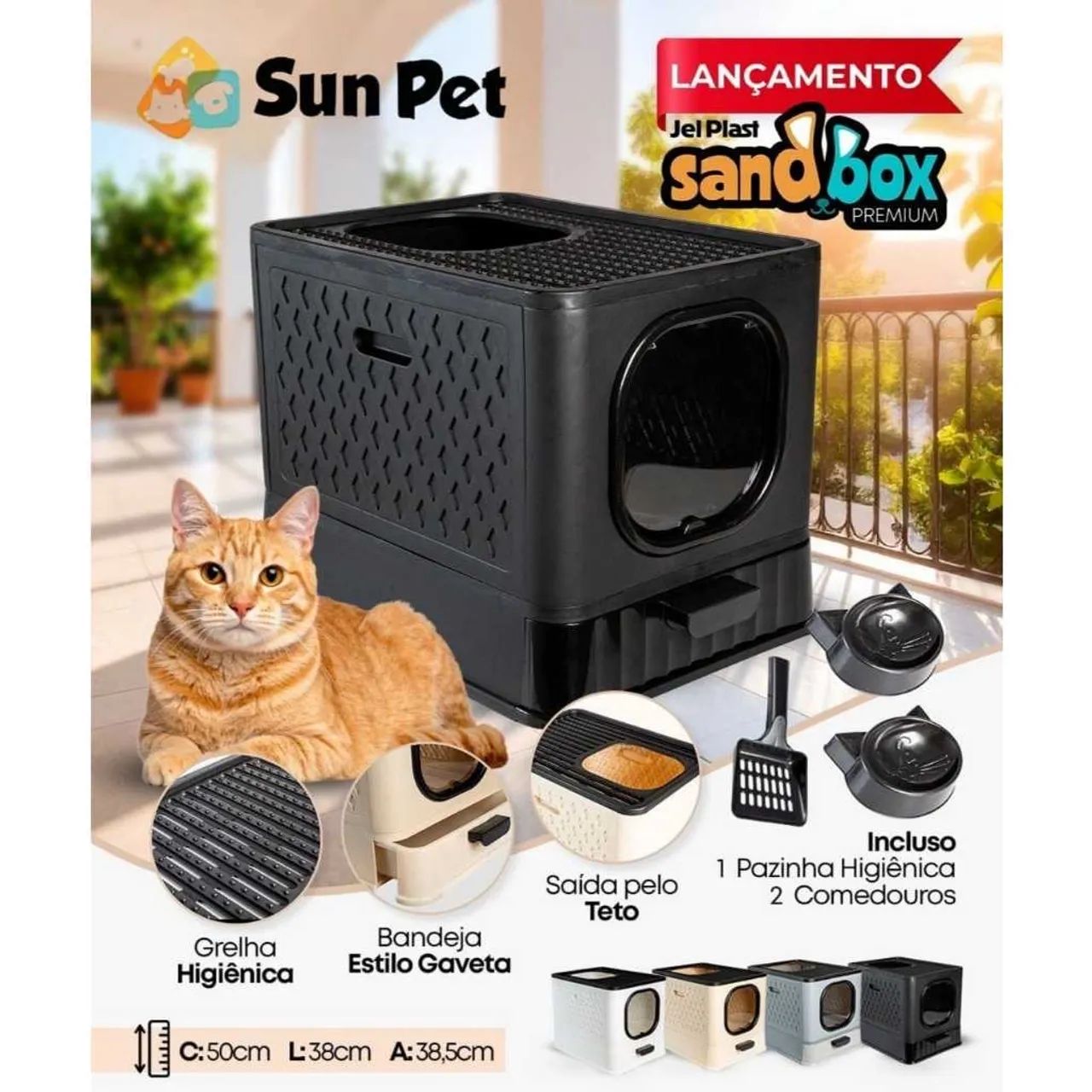 Caixa de areia de gato fechada