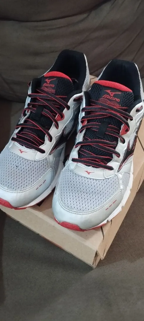 Tênis Mizuno Masculino Prata e Vermelho