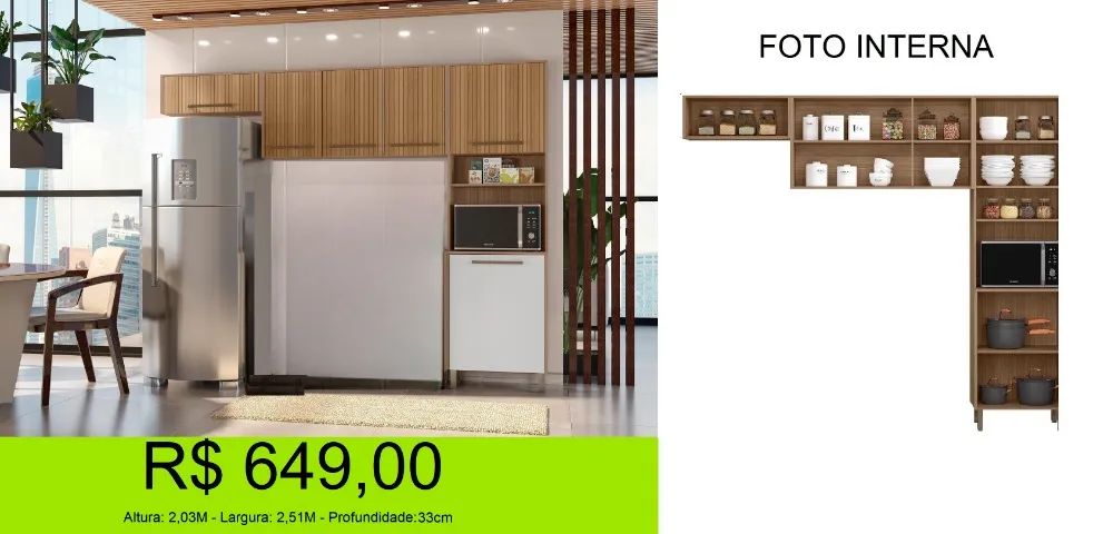 Cozinha espaçosa -Alta linha