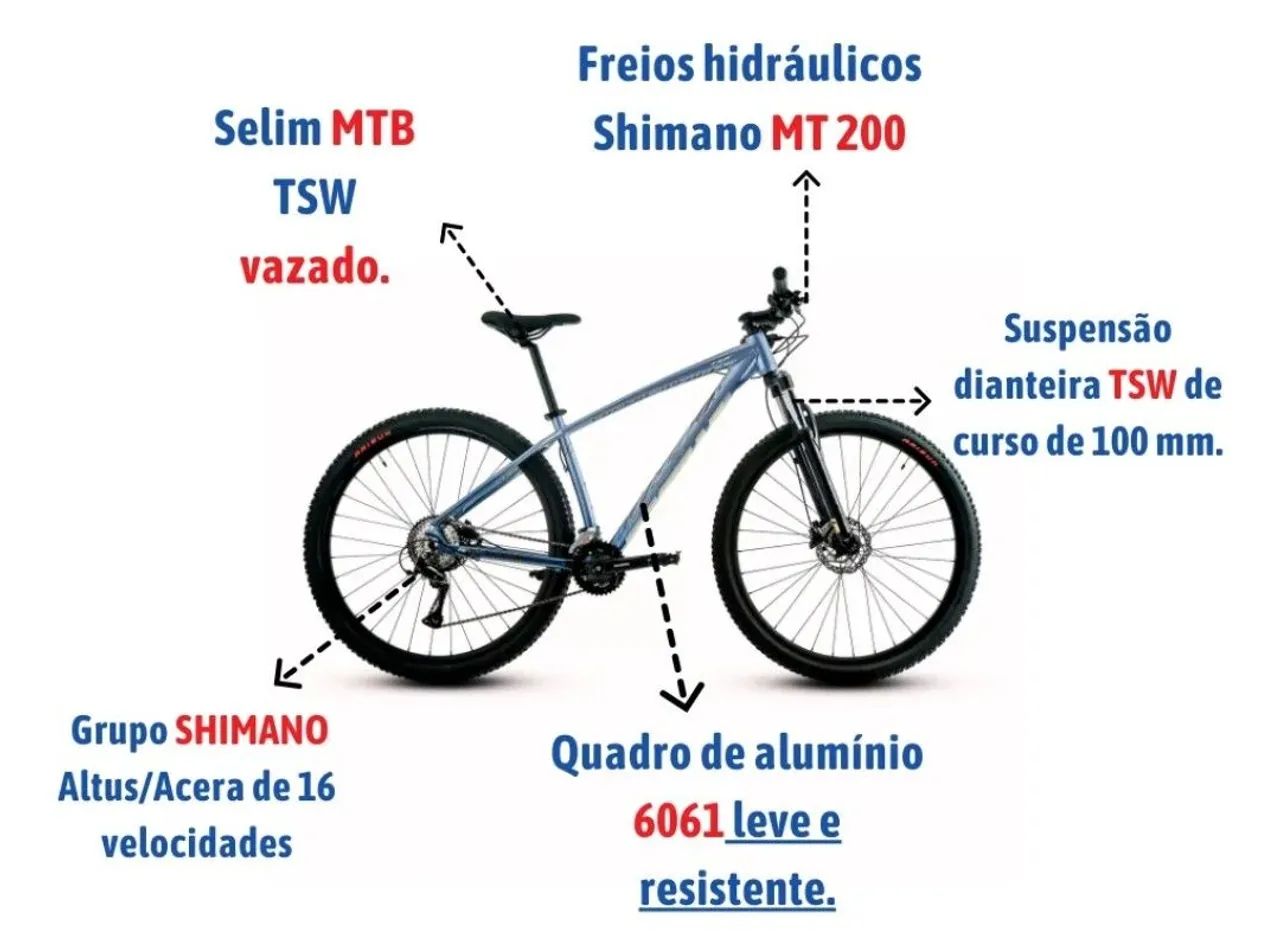 Bicicleta TSW Hunch Aro 29 - 16v Shimano - Suspensão TSW - Quadro 19" - Foto 3