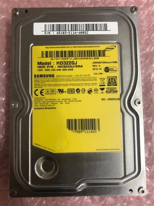 Hd Sata 320gb Testado 100% Funcionando