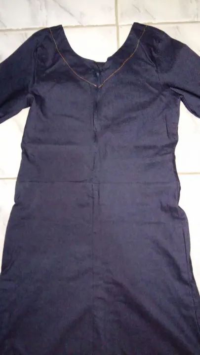 Vestido Azul Escuro Midi-seminovo - Foto 5