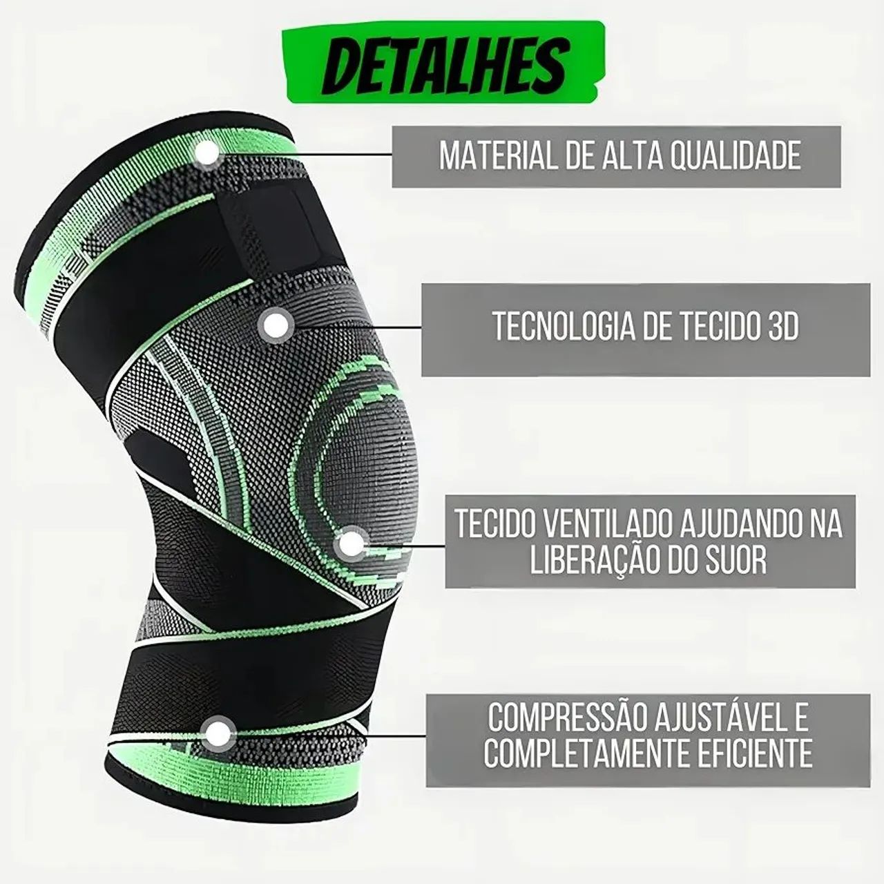 Joelheira esportiva de compressão com ajuste personalizado - Foto 4