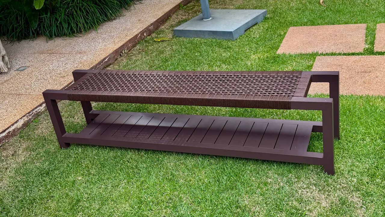 Moveis área externa Banco alumínio ripado corda nautica jardim  - Foto 5