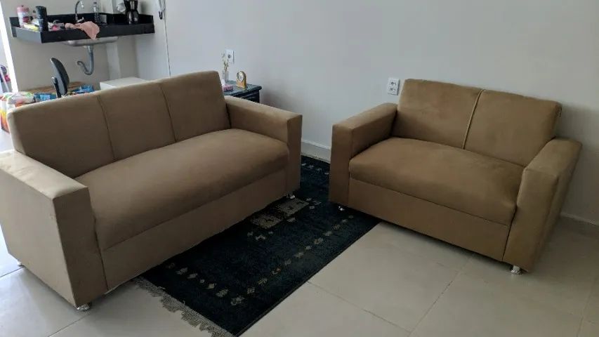 Sofá 2 e 3 lugares Material suede D33 Robusto Confortável Promoção - Foto 4