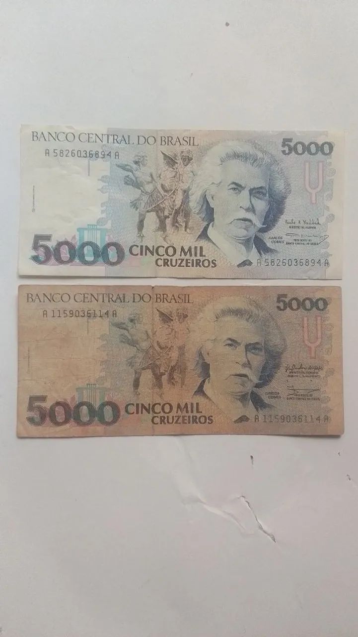 Notas cinco mil cruzeiros Cr$ 5.000,00