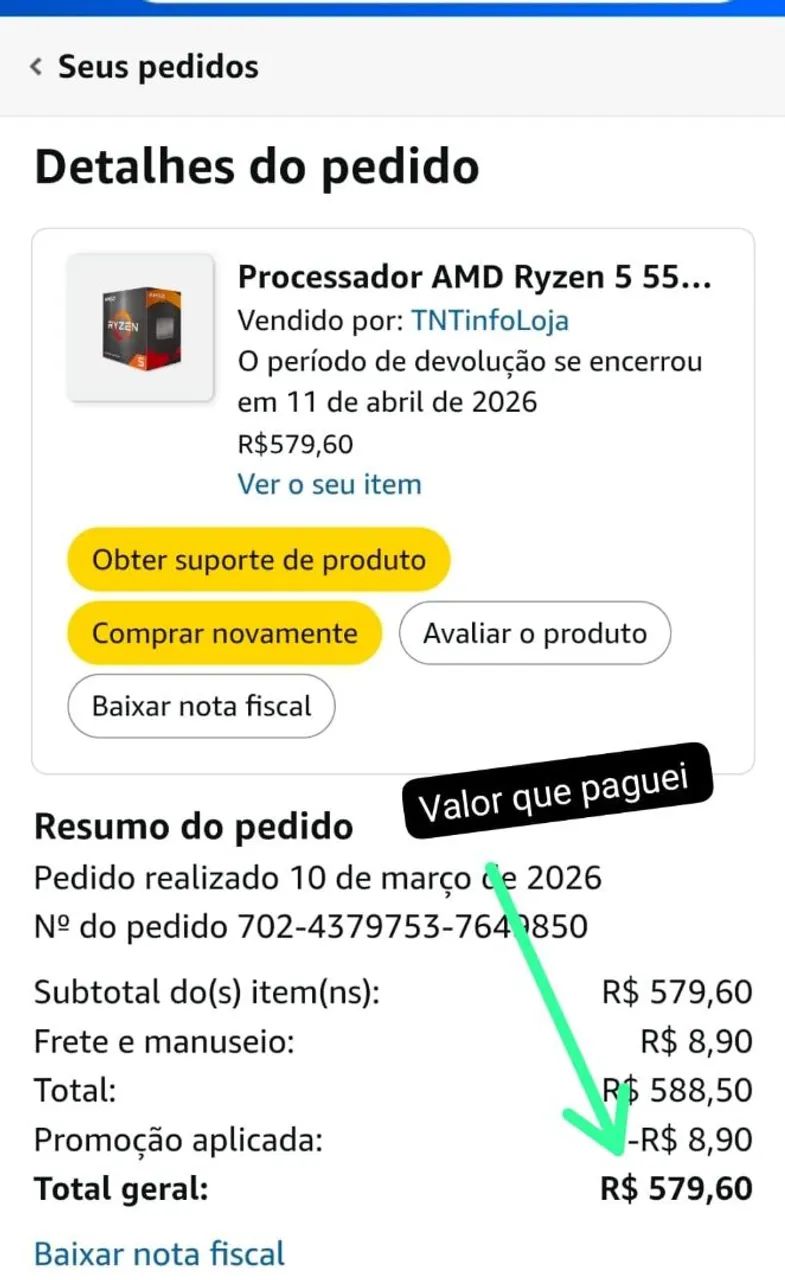 Processador Ryzen 5 5500 Novo - Foto 5