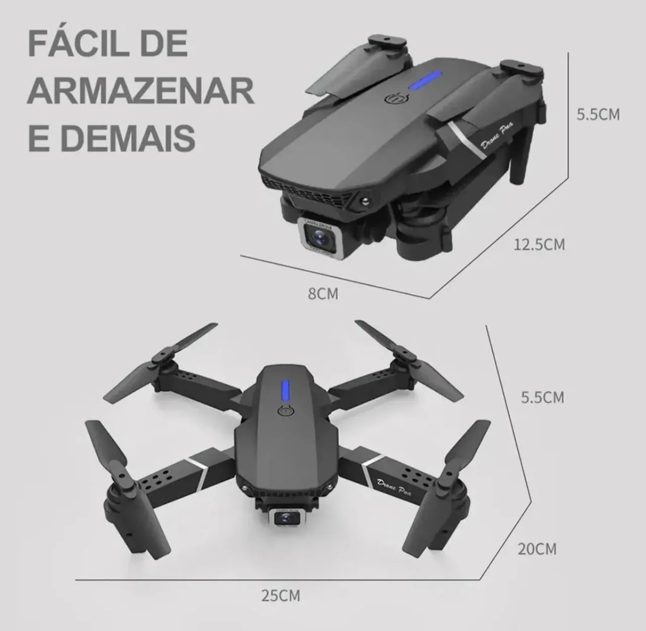 Drone E88 com Câmera e 2 Baterias (Novo) - Foto 3