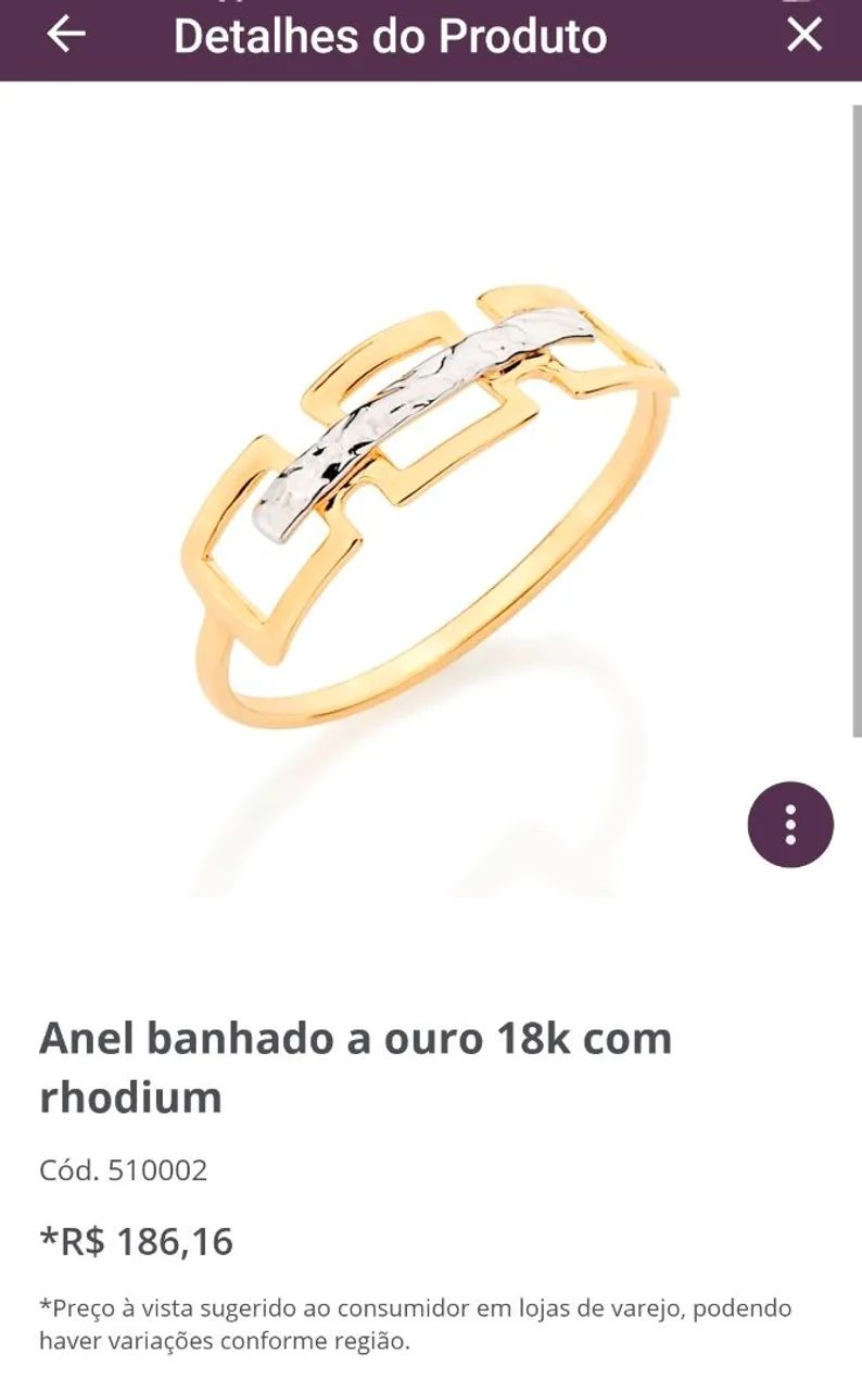 Anel Banhado a Ouro 18k (N°20) - Foto 2