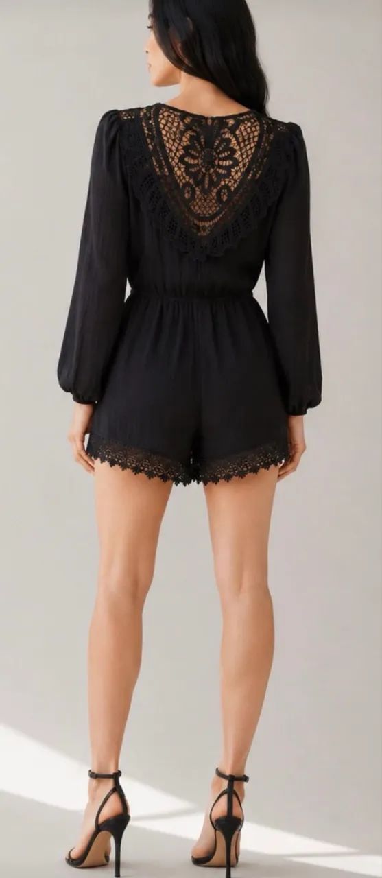 macaquinho forever21 preto com renda 36 - Foto 3