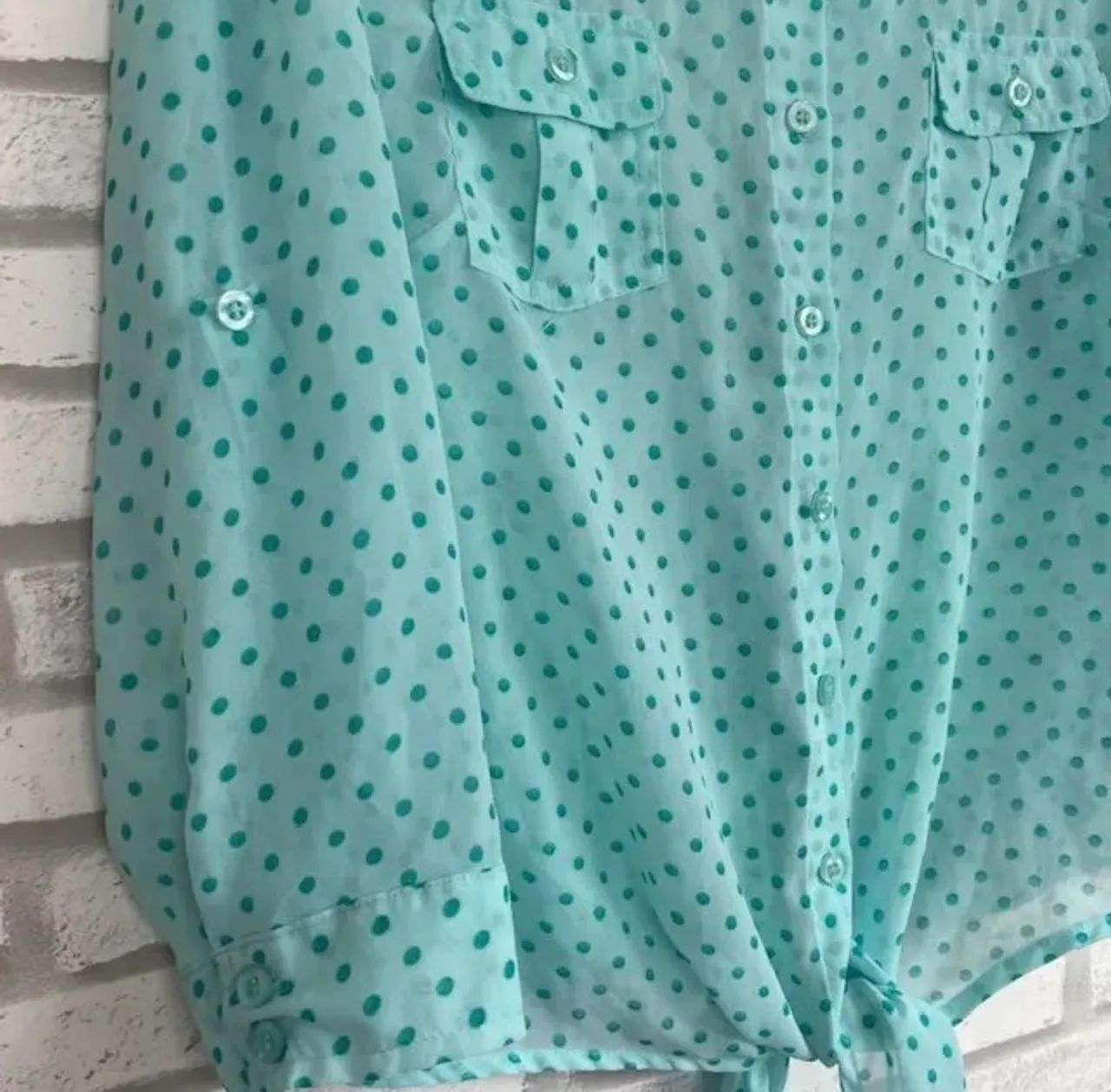 Camisa Bolinhas Pearl Verde Claro Tamanho G - Foto 3