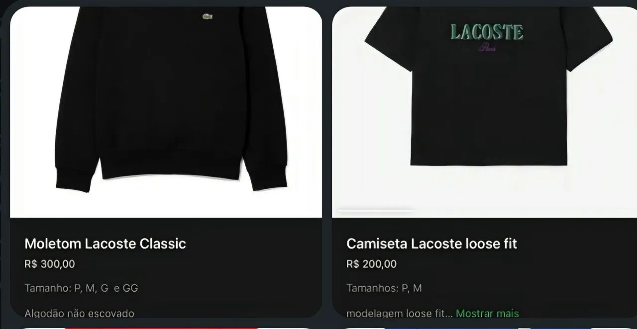 2 peças de roupa