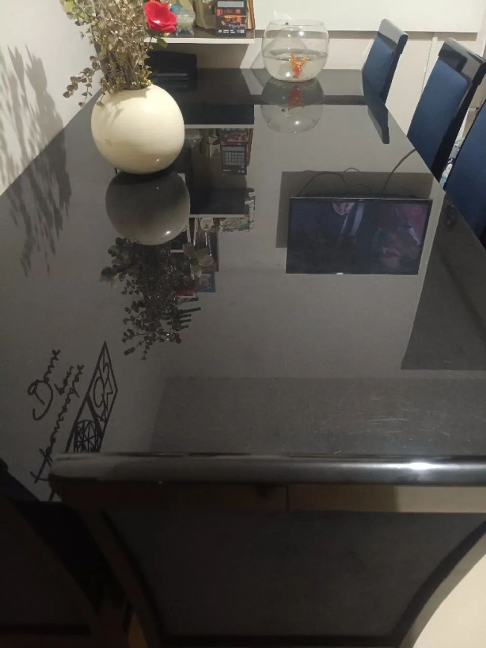 Mesa de jantar de vidro com 8 cadeiras  - Foto 2