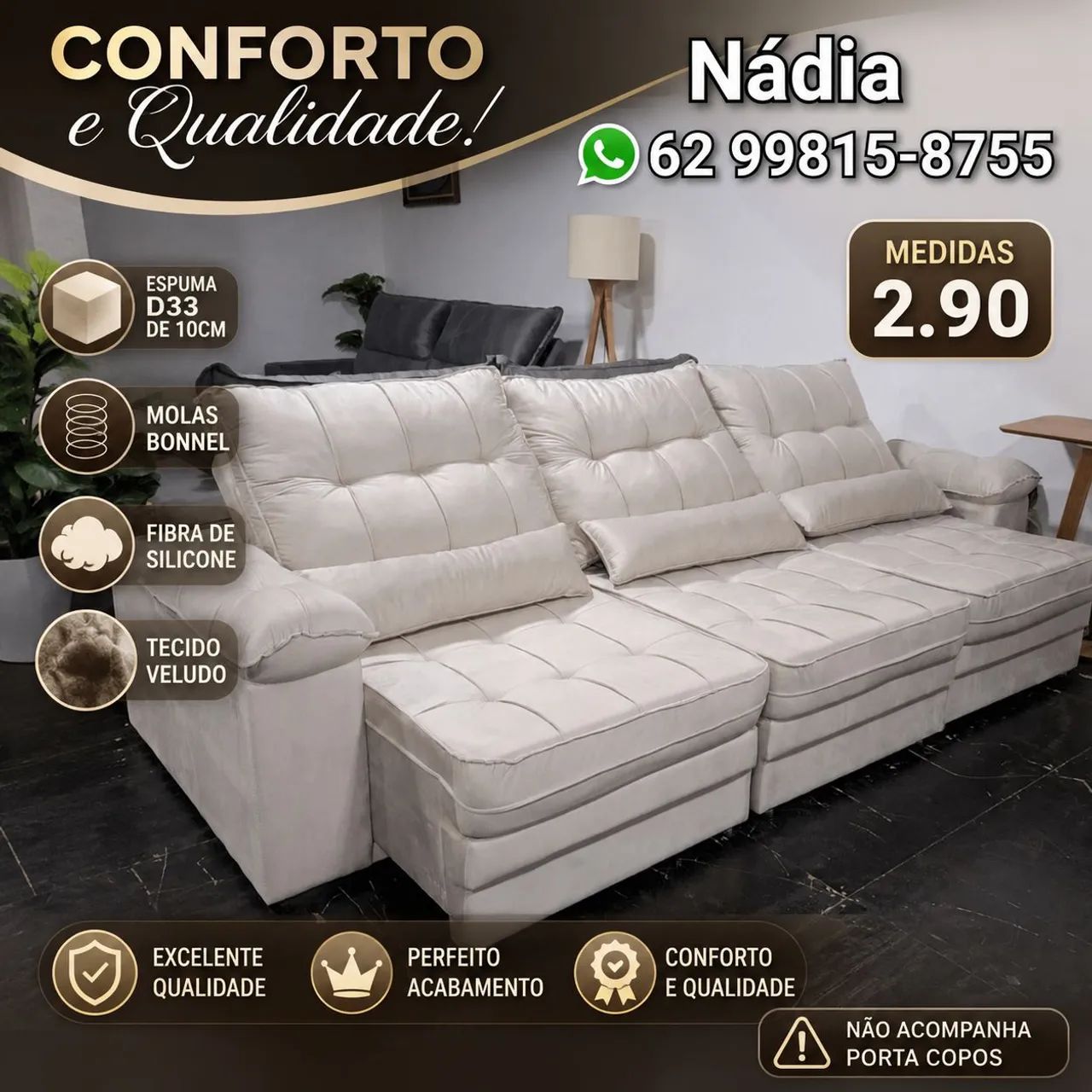 SOFÁ RETRÁTIL COM MOLAS BONNEL PROMOÇÃO 