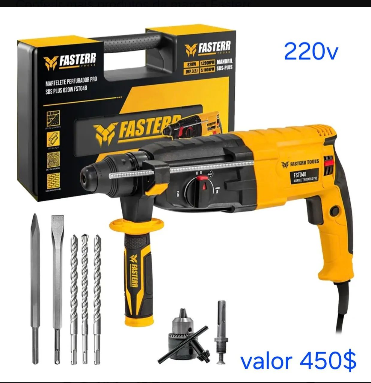 Martelete rompedor perfurador 220v 820w com kit completo profissional novo entregamos 