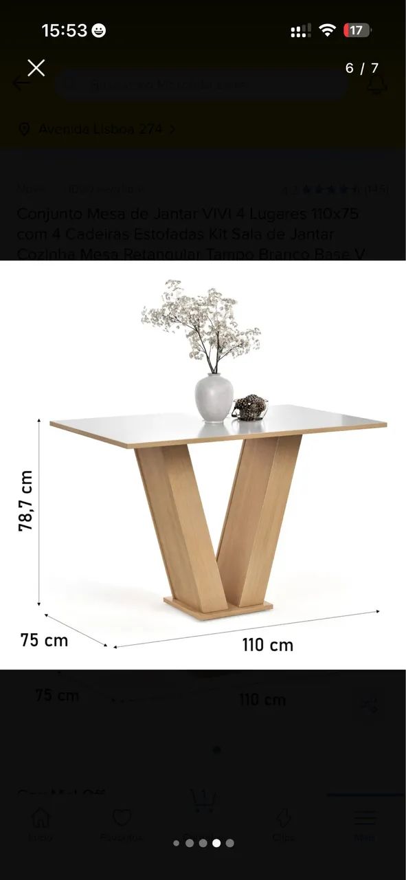 Mesa de jantar com 4 cadeiras  - Foto 2