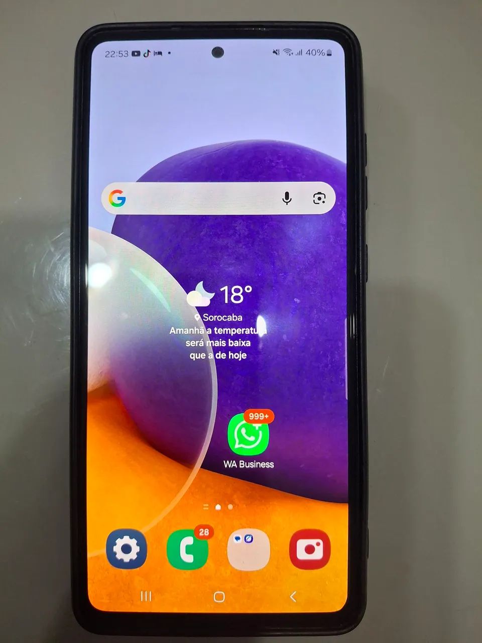 Celular Sansung preto A72 com 128GB  - Foto 3