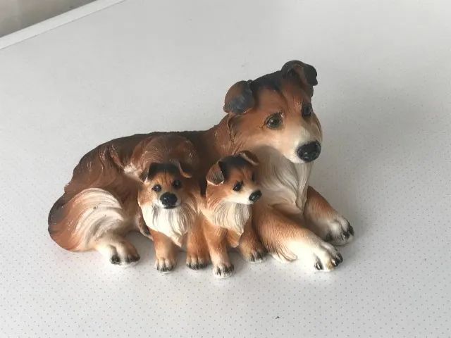 Estatueta Em Resina Cachorro Collie (família) - Foto 5