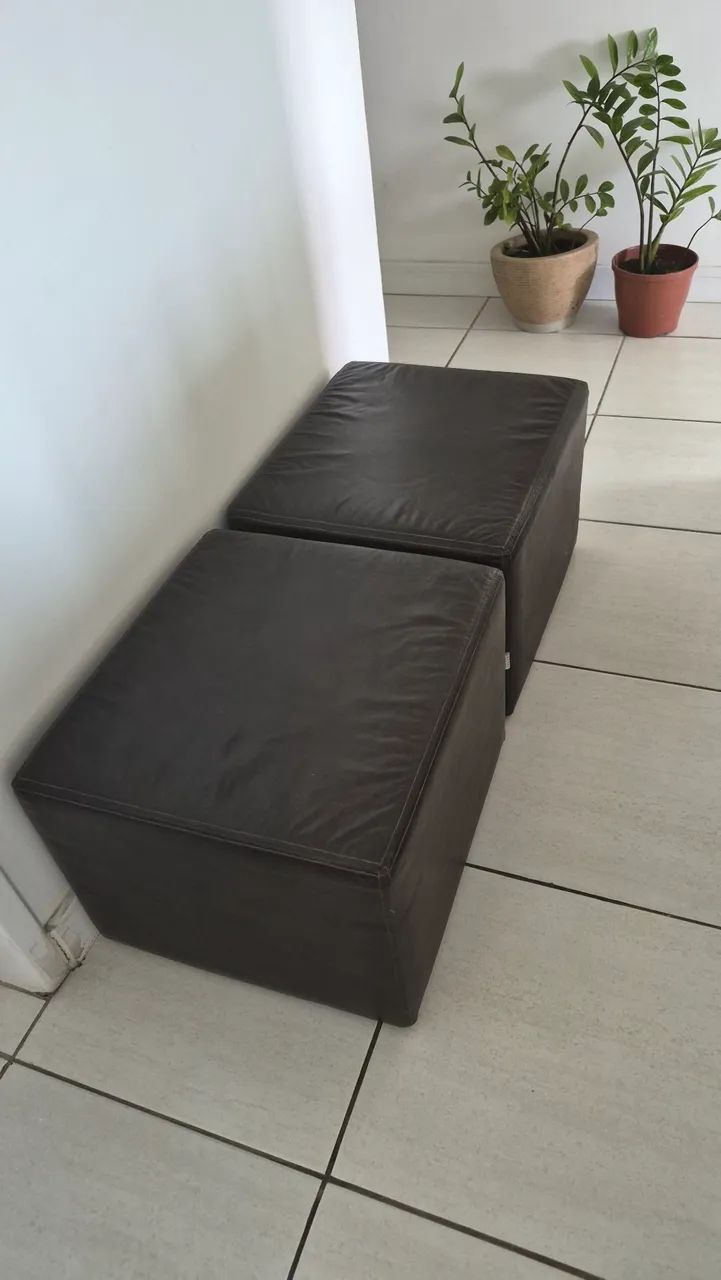 Puffs de couro marrom  - Foto 3