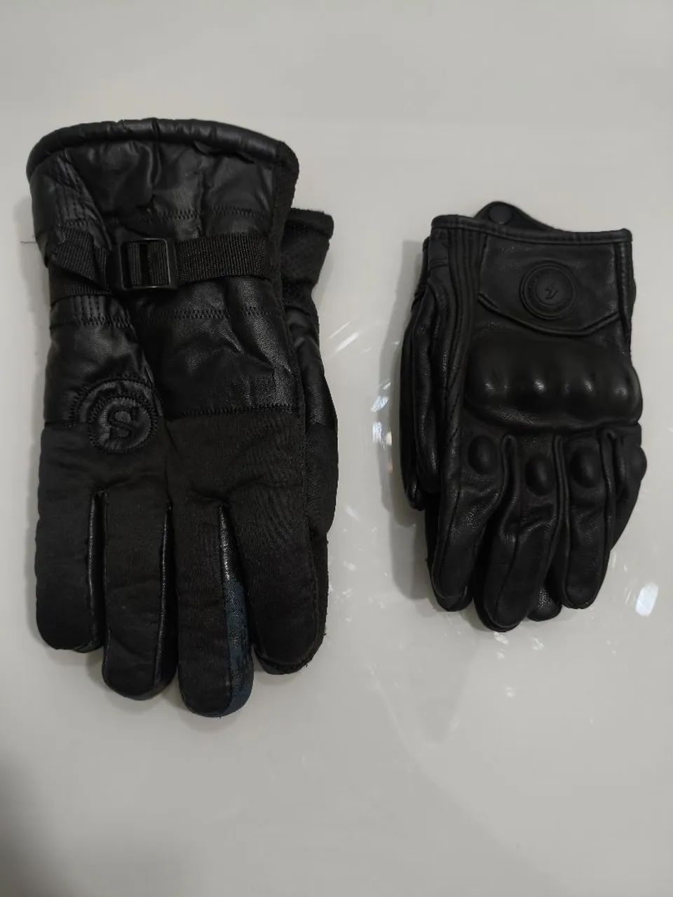 Luva de couro moto