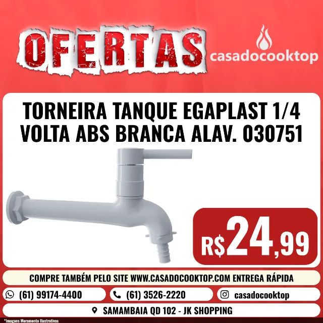 TORNEIRA TANQUE EGAPLAST 1/4 VOLTA ABS BRANCA ALAV. 030751