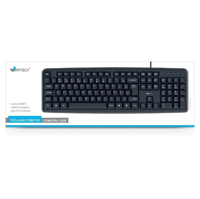 Teclado com fio USB, ABNT2, Preto, KF100, App-Tech CX 1 UN - Foto 2